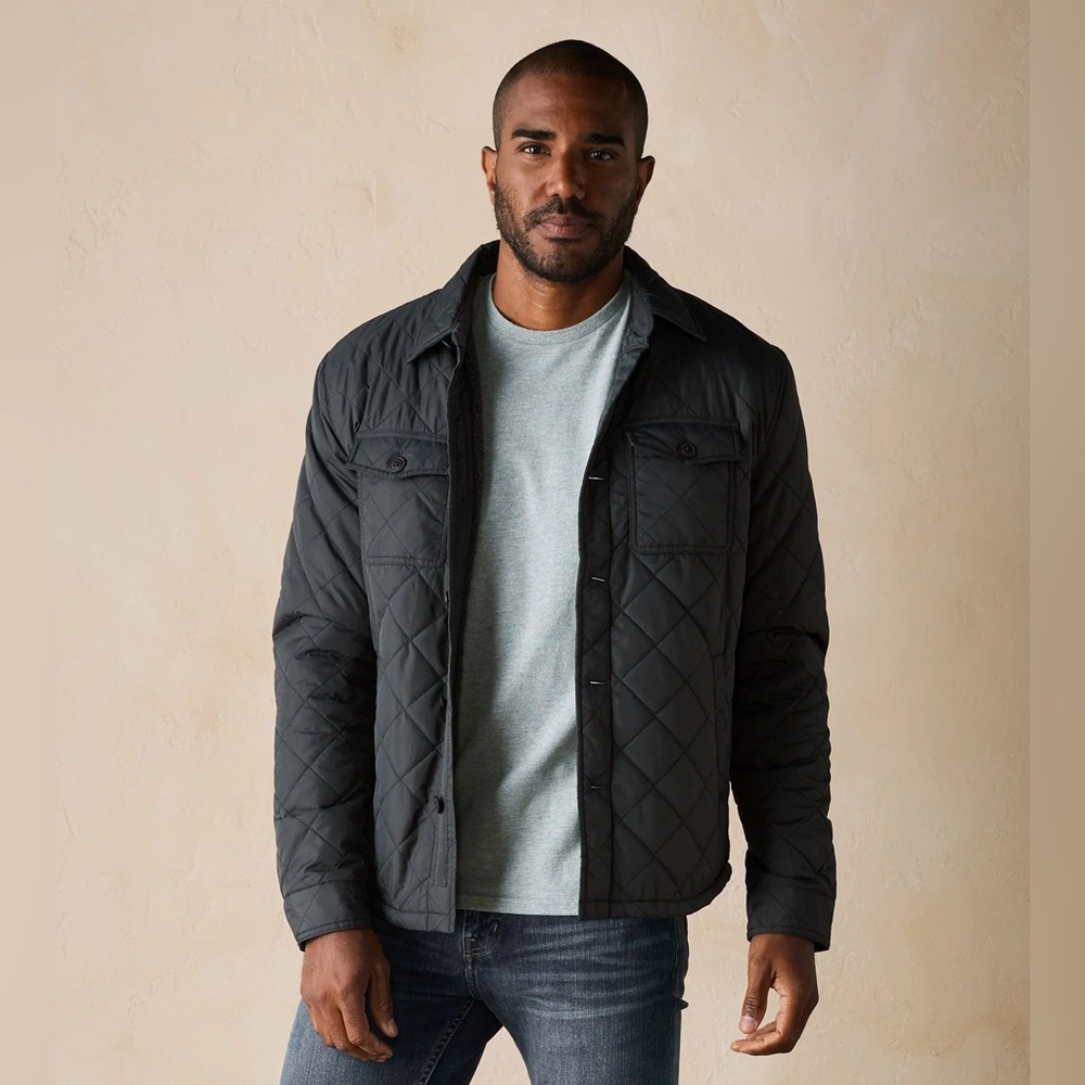 Men’s Charcoal Quilted Puffer Shacket Size M Tall